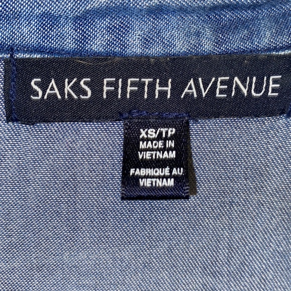 Saks Fifth Avenue 100% Tencel Chambray Shirt Dress - Picture 3 of 5